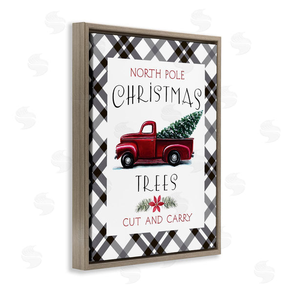 Stupell Industries Elizabeth Tyndall | North Pole Christmas Trees Red Truck Black Plaid Wall Art