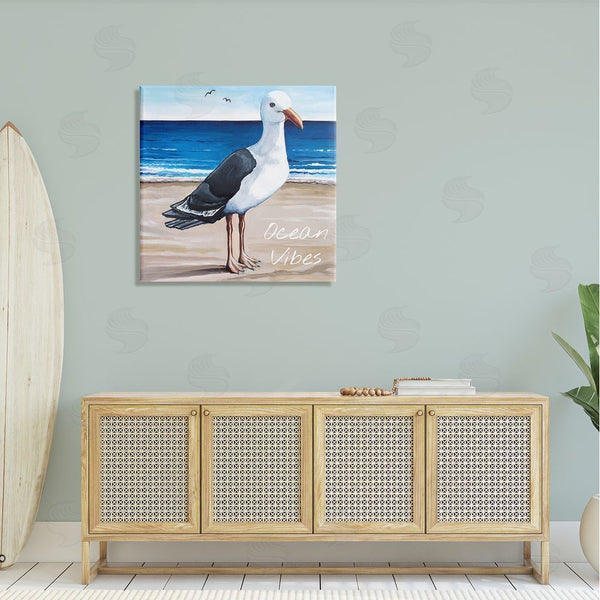 Stupell Industries Elizabeth Tyndall | Ocean Vibes Coastal Seagull Beach Wall Art