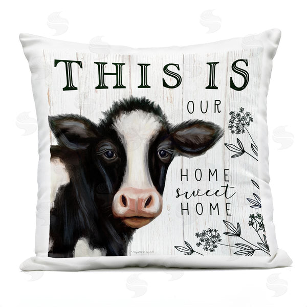 Stupell Industries Elizabeth Tyndall | Our Home Sweet Home Phrase Dairy Farm Cow Printed Throw Pillow