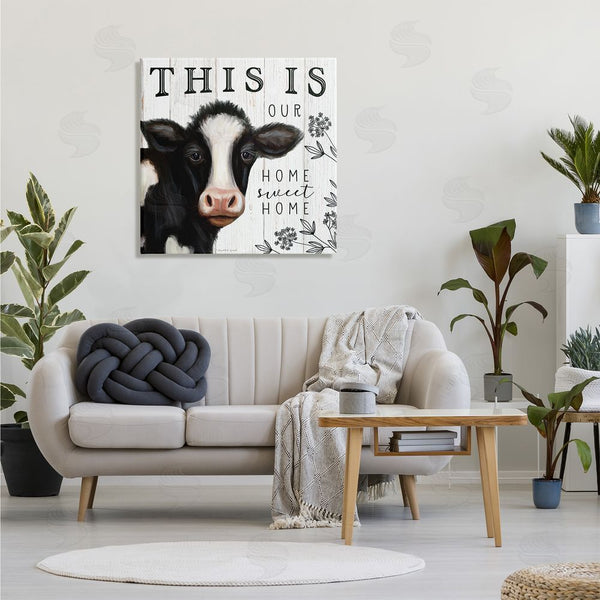 Stupell Industries Elizabeth Tyndall | Our Home Sweet Home Phrase Dairy Farm Cow Wall Art