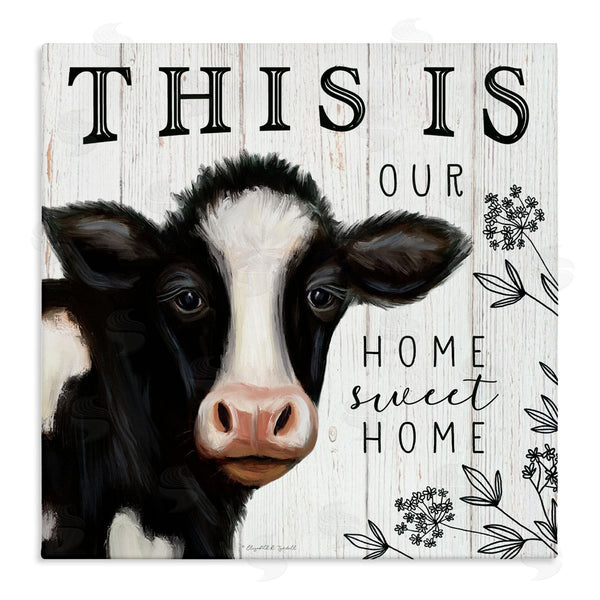 stupell industries Elizabeth Tyndall | Our Home Sweet Home Phrase Dairy Farm Cow Wall Art