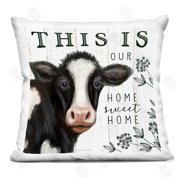 stupell industries Elizabeth Tyndall | Our Home Sweet Home Phrase Dairy Farm Cow Printed Throw Pillow