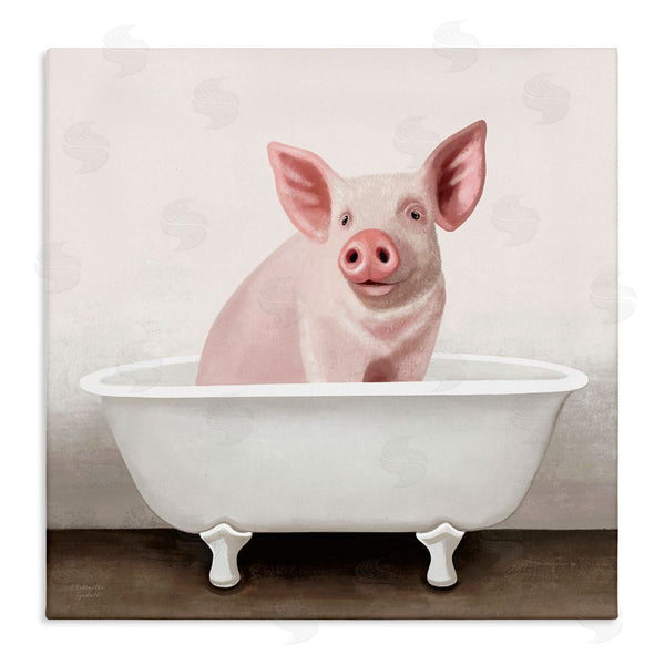 stupell industries Elizabeth Tyndall | Pink Farm Pig in Country Bath Tub Wall Art