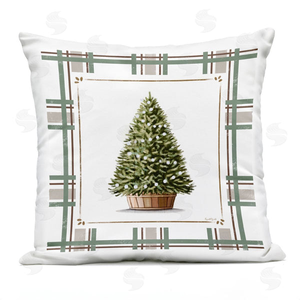 Stupell Industries Elizabeth Tyndall | Potted Christmas Tree Plaid Printed Throw Pillow