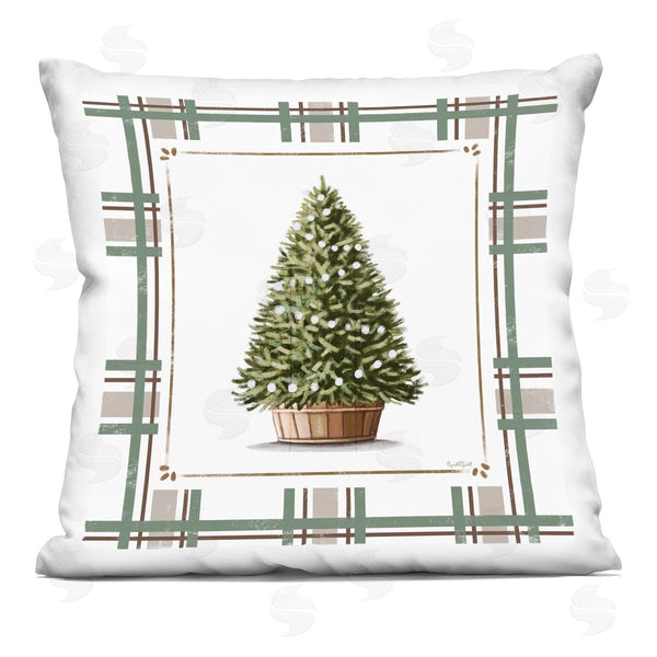 stupell industries Elizabeth Tyndall | Potted Christmas Tree Plaid Printed Throw Pillow