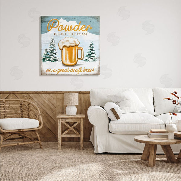 Stupell Industries Elizabeth Tyndall | Powder Like Foam Phrase Winter Mountain Beer Glass Wall Art