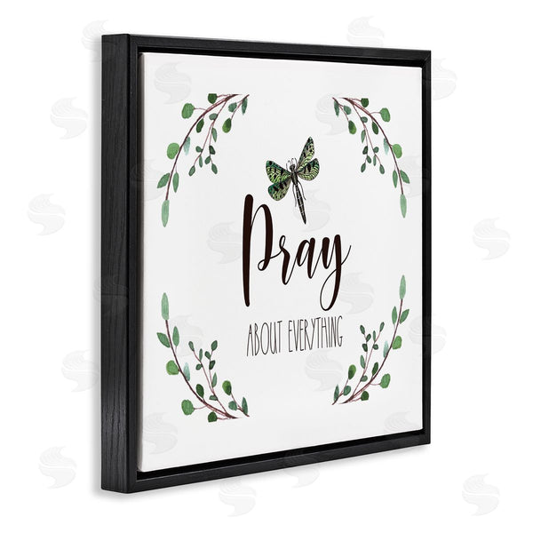 Stupell Industries Elizabeth Tyndall | Pray About Everything Dragonfly Insect Laurel Branch Crown Wall Art