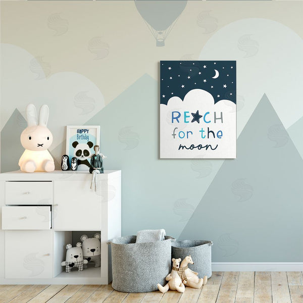 Stupell Industries Elizabeth Tyndall | Reach For Moon Phrase Night Sky Clouds Wall Art