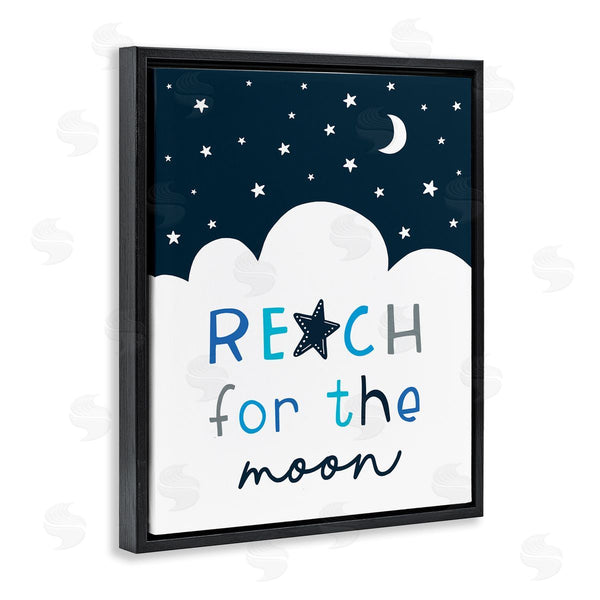 Stupell Industries Elizabeth Tyndall | Reach For Moon Phrase Night Sky Clouds Wall Art