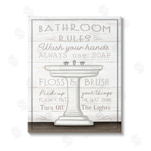 stupell industries Elizabeth Tyndall | Rustic Bathroom Rules Sink Wall Art