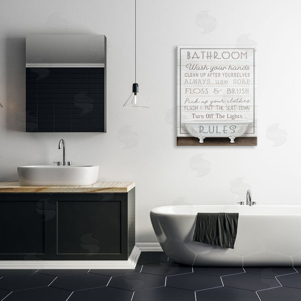 Stupell Industries Elizabeth Tyndall | Rustic Bathroom Rules Tub Wall Art