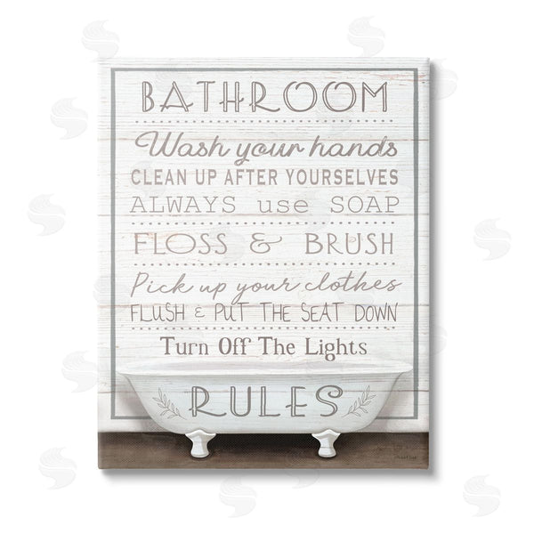 stupell industries Elizabeth Tyndall | Rustic Bathroom Rules Tub Wall Art