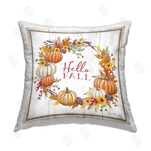 Stupell Industries Elizabeth Tyndall | Rustic Hello Fall Printed Throw Pillow