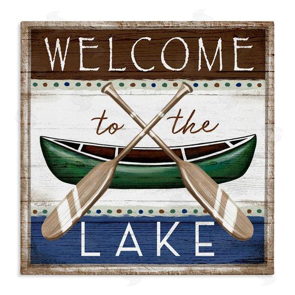 stupell industries Elizabeth Tyndall | Rustic Lake Welcome Canoe Sign Wall Art