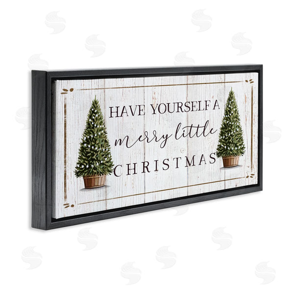 Stupell Industries Elizabeth Tyndall | Rustic Merry Little Christmas Phrase Holiday Fir Trees Wall Art