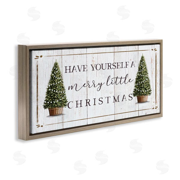 Stupell Industries Elizabeth Tyndall | Rustic Merry Little Christmas Phrase Holiday Fir Trees Wall Art