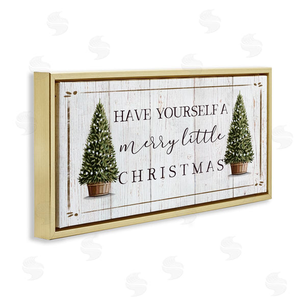 Stupell Industries Elizabeth Tyndall | Rustic Merry Little Christmas Phrase Holiday Fir Trees Wall Art