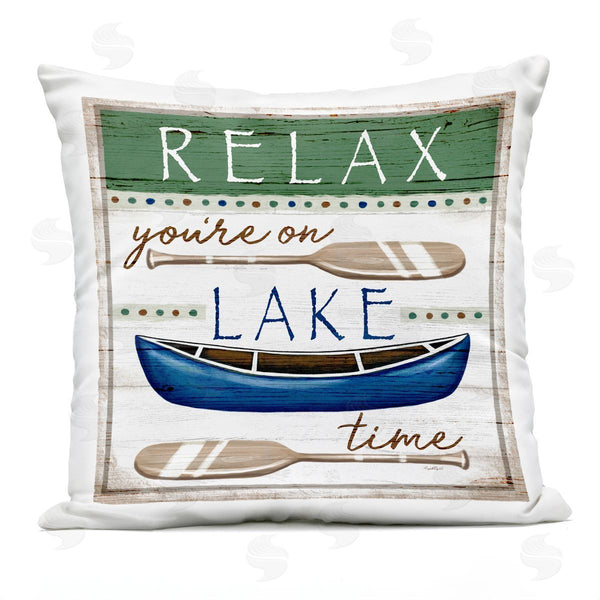 Stupell Industries Elizabeth Tyndall | Rustic Pattern Lake Time Canoe Oars Printed Throw Pillow