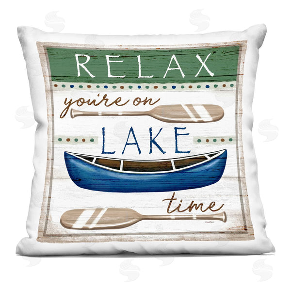 stupell industries Elizabeth Tyndall | Rustic Pattern Lake Time Canoe Oars Printed Throw Pillow