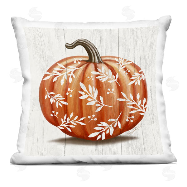 stupell industries Elizabeth Tyndall | Rustic Seasonal Pumpkin Leaf Sprig Pattern Printed Throw Pillow
