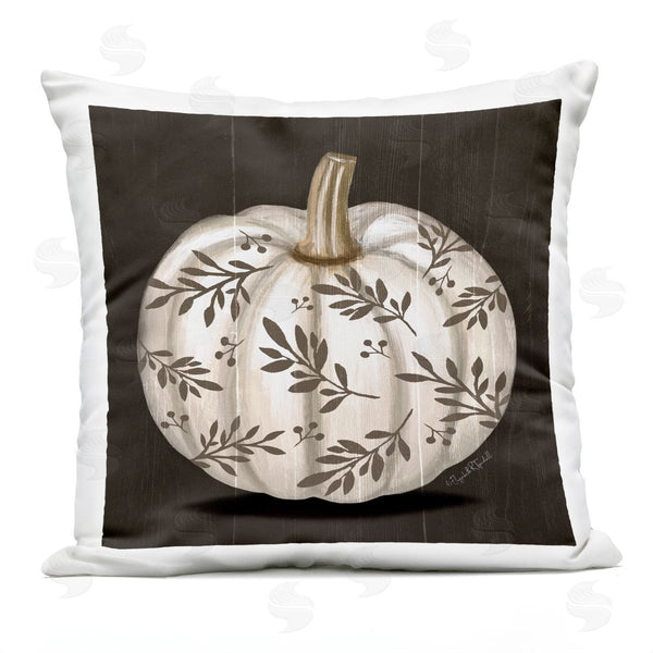 Stupell Industries Elizabeth Tyndall | Rustic White Pumpkin Leaf Sprig Pattern Printed Throw Pillow