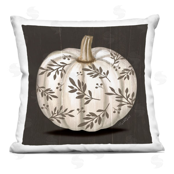 stupell industries Elizabeth Tyndall | Rustic White Pumpkin Leaf Sprig Pattern Printed Throw Pillow