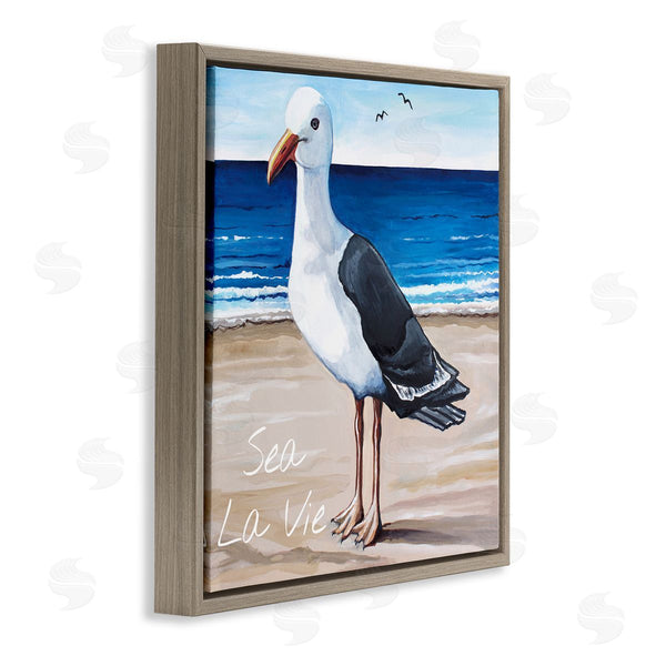 Stupell Industries Elizabeth Tyndall | Sea La Vie French Beach Seagull Quote Wall Art