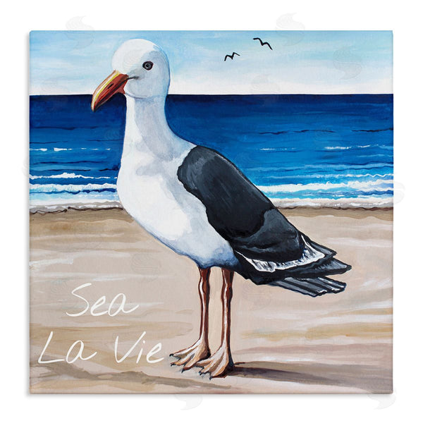 stupell industries Elizabeth Tyndall | Sea La Vie French Beach Seagull Quote Wall Art