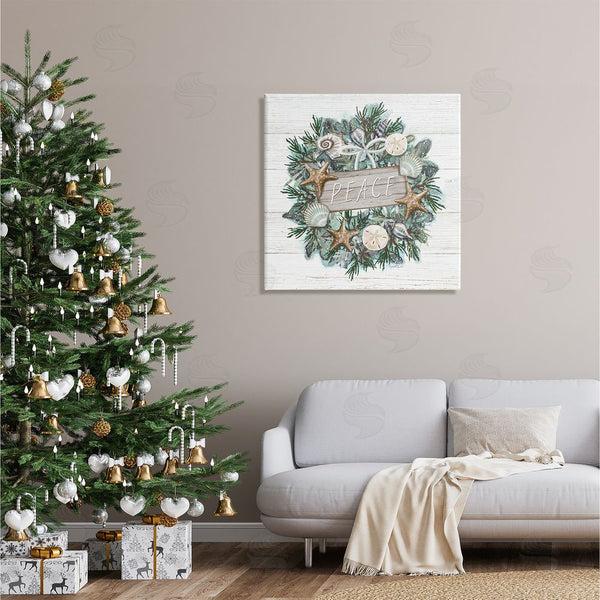 Stupell Industries Elizabeth Tyndall | Sea Life Holiday Peace Wreath Wall Art