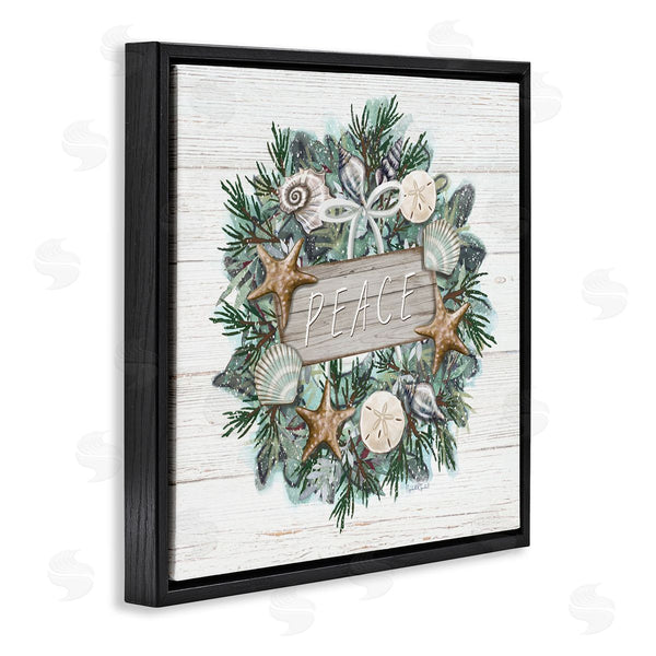 Stupell Industries Elizabeth Tyndall | Sea Life Holiday Peace Wreath Wall Art