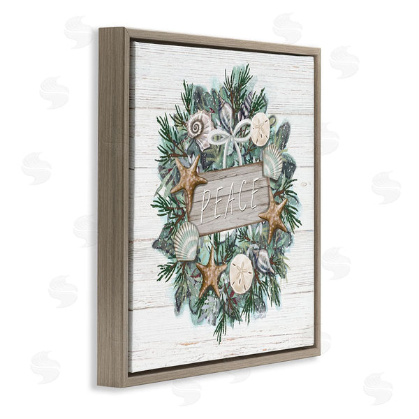 Stupell Industries Elizabeth Tyndall | Sea Life Holiday Peace Wreath Wall Art