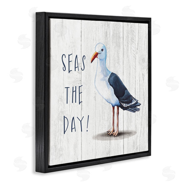 Stupell Industries Elizabeth Tyndall | Seas The Day Sentiment Rustic Nautical Seagull Bird Wall Art