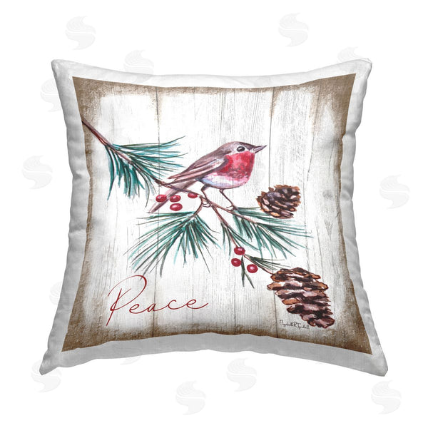stupell industries Elizabeth Tyndall | Seasonal Rustic Bird Printed Throw Pillow