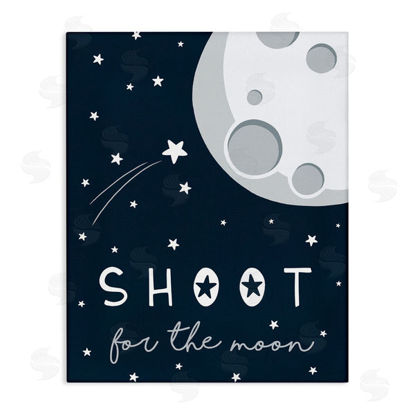 stupell industries Elizabeth Tyndall | Shoot for the Moon Sentiments Flying Stars Blue White Wall Art