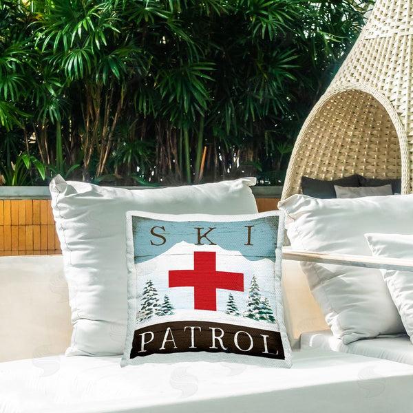Stupell Industries Elizabeth Tyndall | Ski Patrol Rustic Symbol Printed Throw Pillow