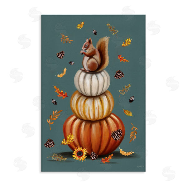 stupell industries Elizabeth Tyndall | Squirrel Atop Pumpkin Stack