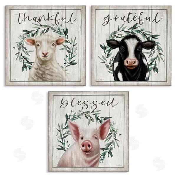 stupell industries Elizabeth Tyndall | Thankful Grateful Blessed Country Wall Art