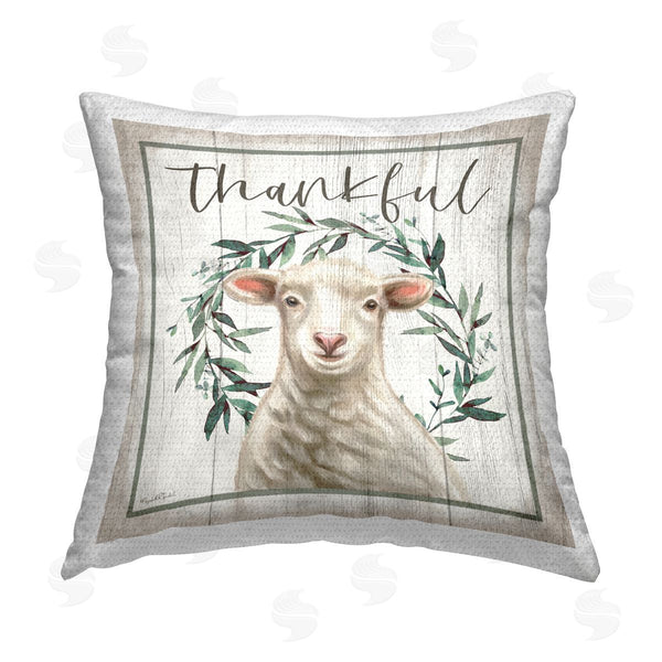 Stupell Industries Elizabeth Tyndall | Thankful Phrase Rustic Lamb Printed Throw Pillow