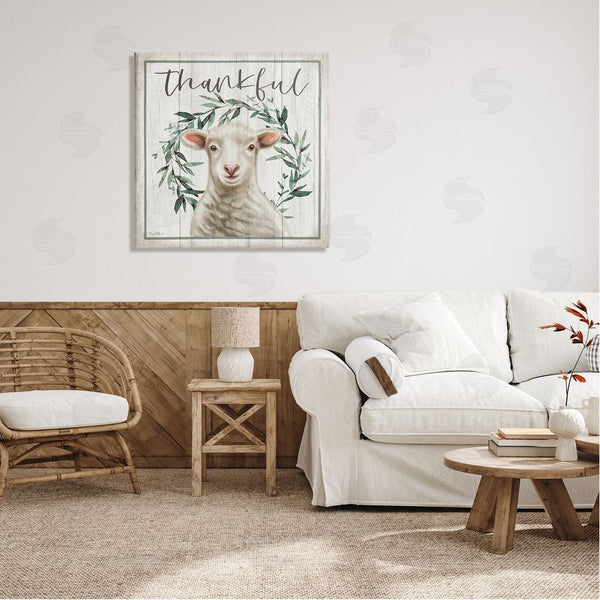 Stupell Industries Elizabeth Tyndall | Thankful Phrase Sheep Wall Art