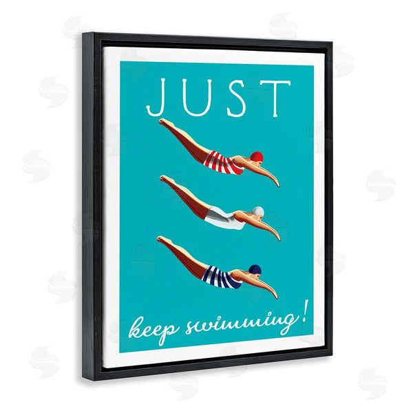 Stupell Industries Elizabeth Tyndall | Trio Of Female Divers Just Keep Swimming Phrase Wall Art