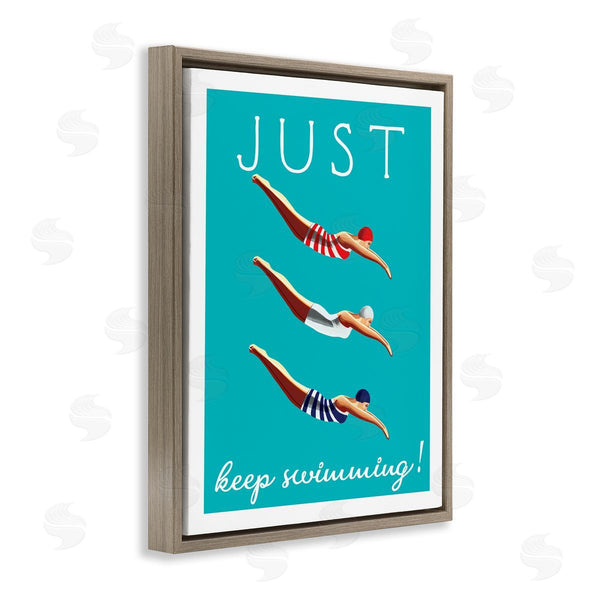 Stupell Industries Elizabeth Tyndall | Trio Of Female Divers Just Keep Swimming Phrase Wall Art
