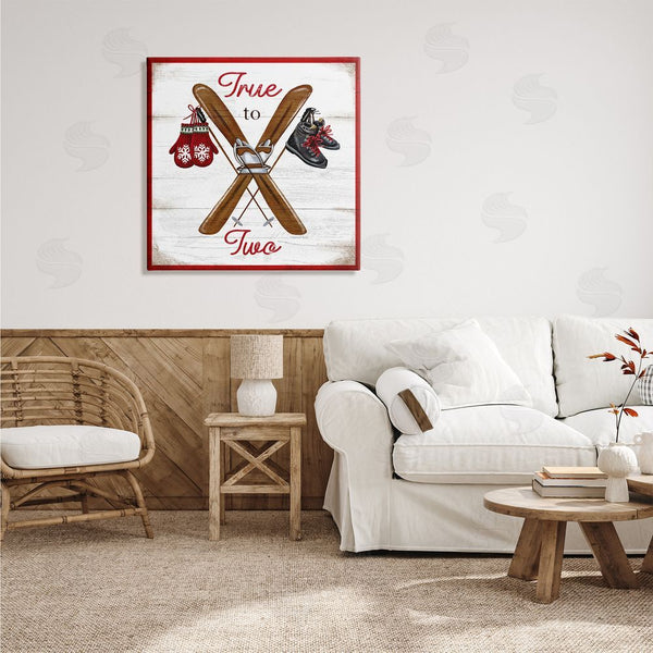 Stupell Industries Elizabeth Tyndall | True To Two Ski Motivational Phrase Red Mittens Wall Art