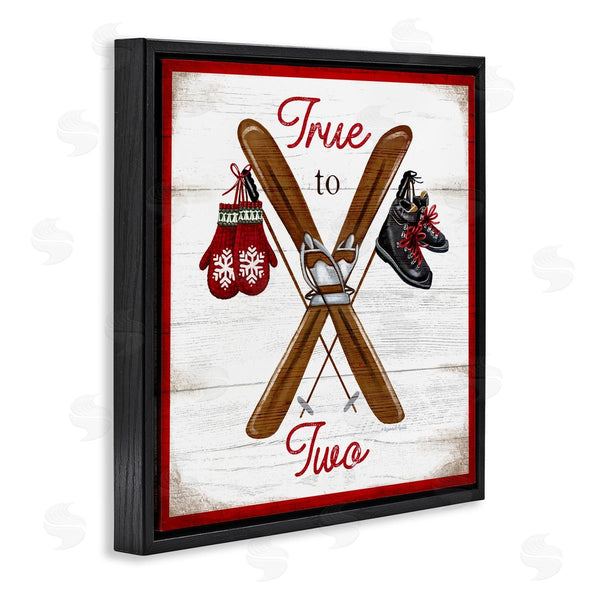 Stupell Industries Elizabeth Tyndall | True To Two Ski Motivational Phrase Red Mittens Wall Art