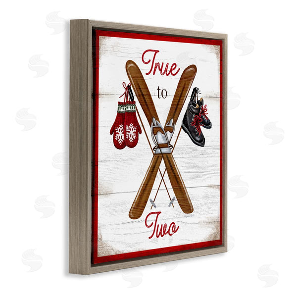 Stupell Industries Elizabeth Tyndall | True To Two Ski Motivational Phrase Red Mittens Wall Art
