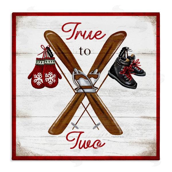 stupell industries Elizabeth Tyndall | True to Two Ski Motivational Phrase Red Mittens Wall Art