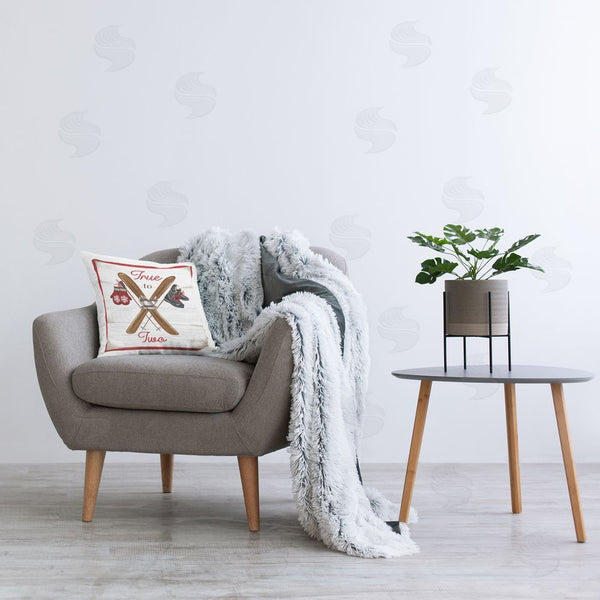 Stupell Industries Elizabeth Tyndall | True To Two Skiing Printed Throw Pillow