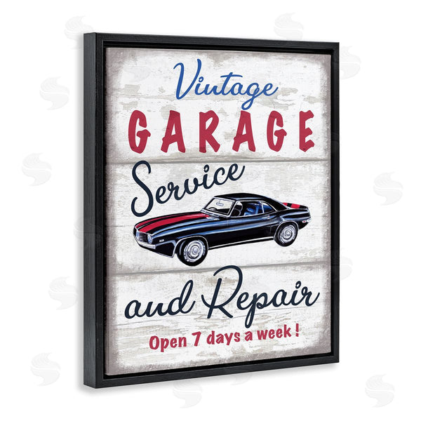 Stupell Industries Elizabeth Tyndall | Vintage Garage Service Sign Rustic Plank Pattern Wall Art