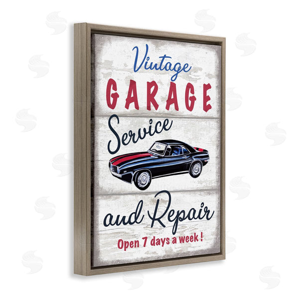 Stupell Industries Elizabeth Tyndall | Vintage Garage Service Sign Rustic Plank Pattern Wall Art