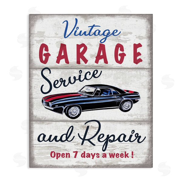 stupell industries Elizabeth Tyndall | Vintage Garage Service Sign Rustic Plank Pattern Wall Art