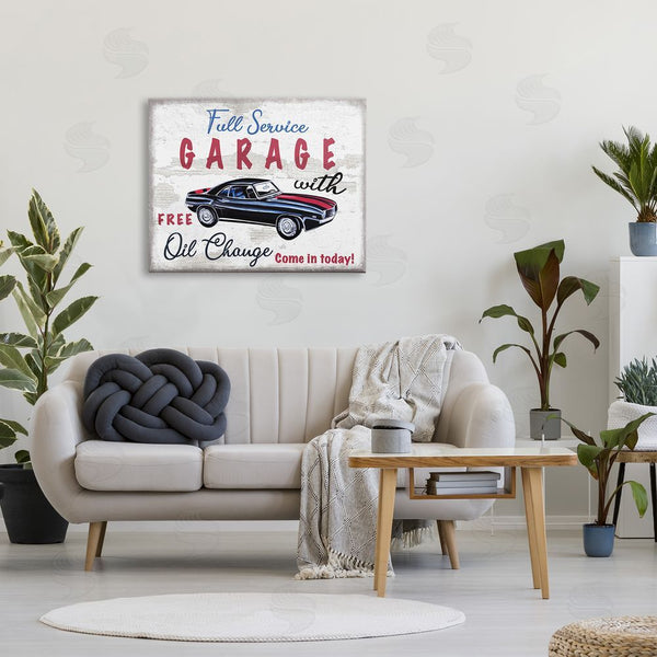 Stupell Industries Elizabeth Tyndall | Vintage Rustic Full Service Garage Sign Sports Car Wall Art